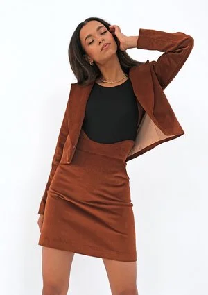 Mini caramel brown curduroy skirt