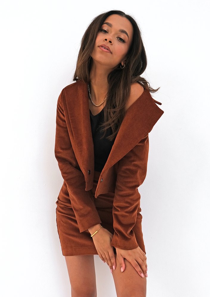 Mini caramel brown curduroy skirt