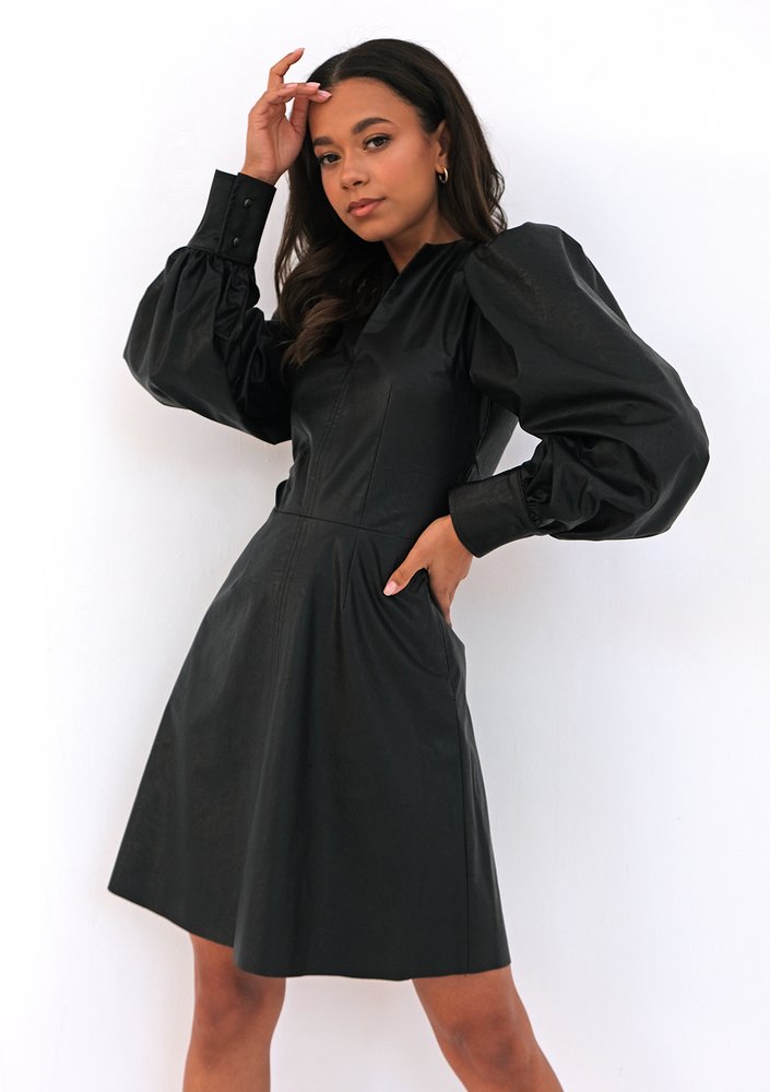 Black eco leather dress
