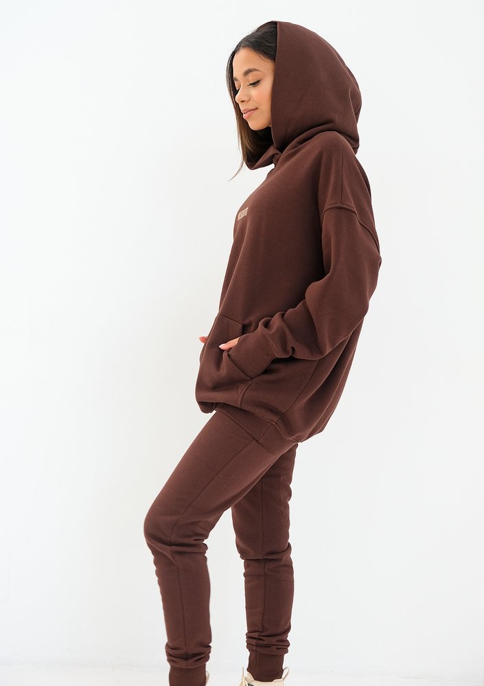 Bluza z kapturem oversize Dark Brown