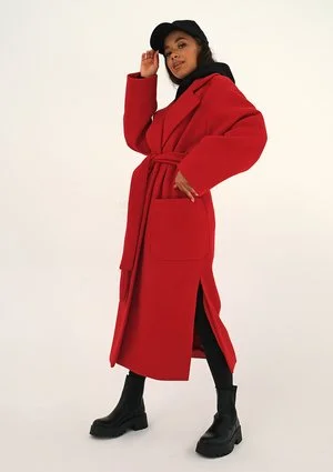 Płaszcz wiązany w talii Czerwony