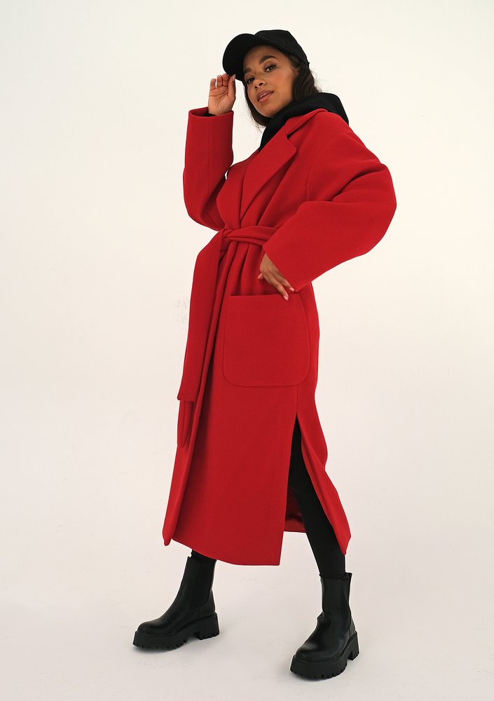 Red tied coat