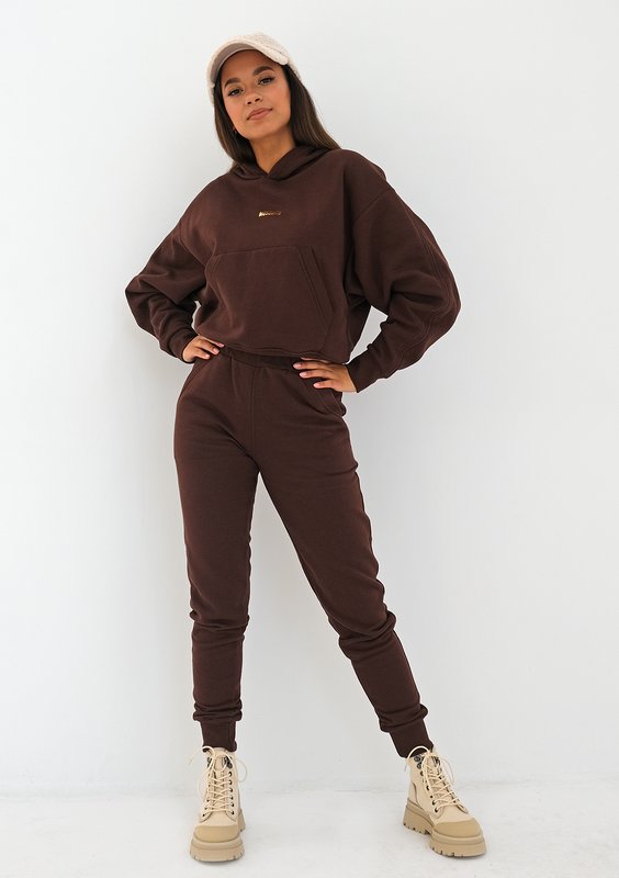 Hoodie with a pocket Dark Brown