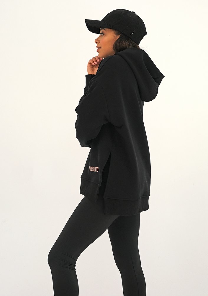 Oversize black hoodie with a logo