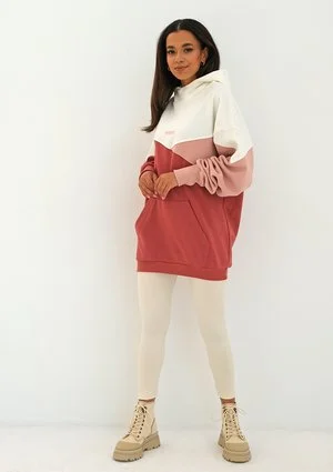 Oversize tricolor hoodie Dusty Rose