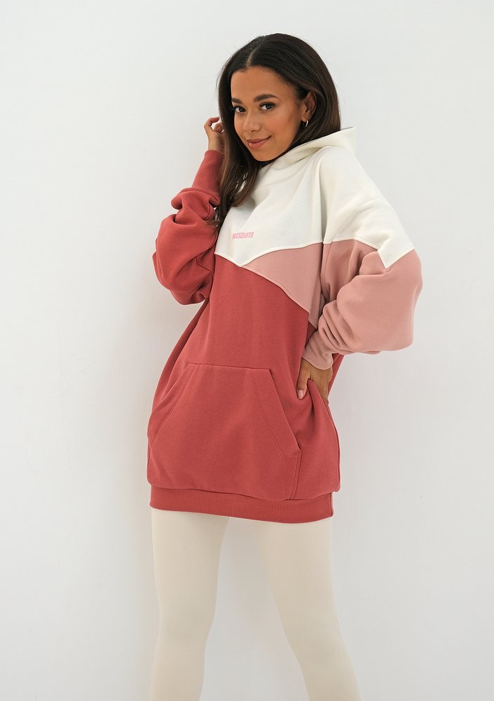 Oversize tricolor hoodie Dusty Rose