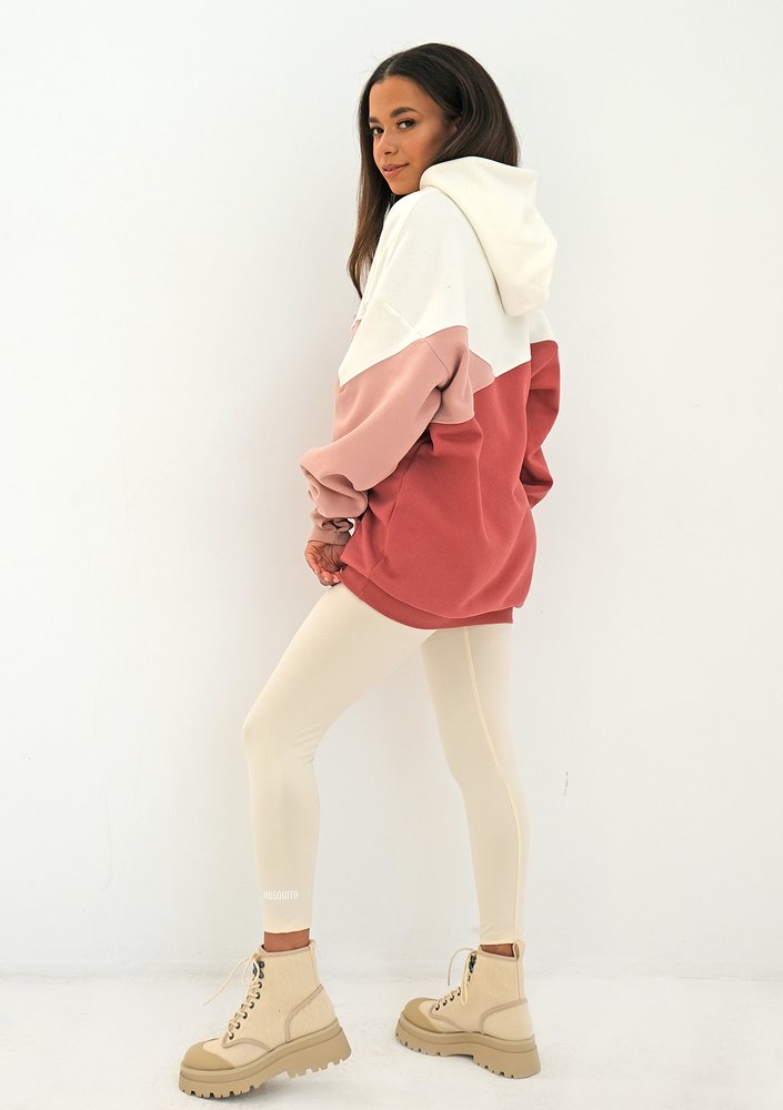 Oversize tricolor hoodie Dusty Rose