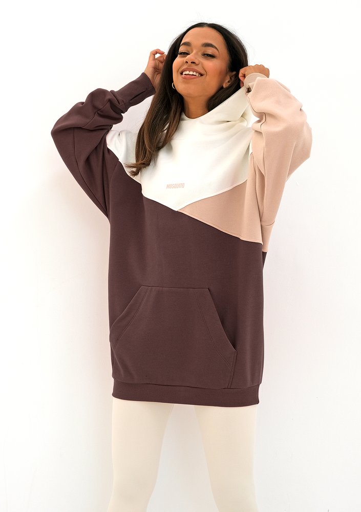 Oversize tricolor hoodie Dark Brown