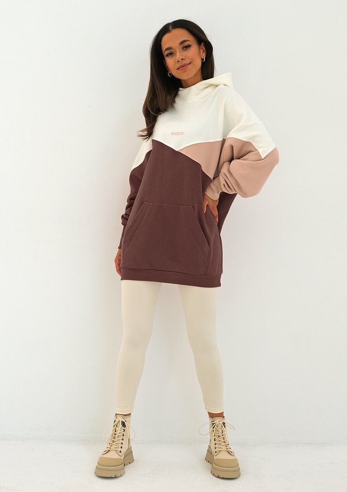 Oversize tricolor hoodie Dark Brown