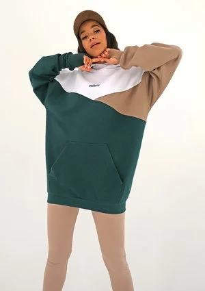 Bluza oversize trójkolorowa Deep Green ILM