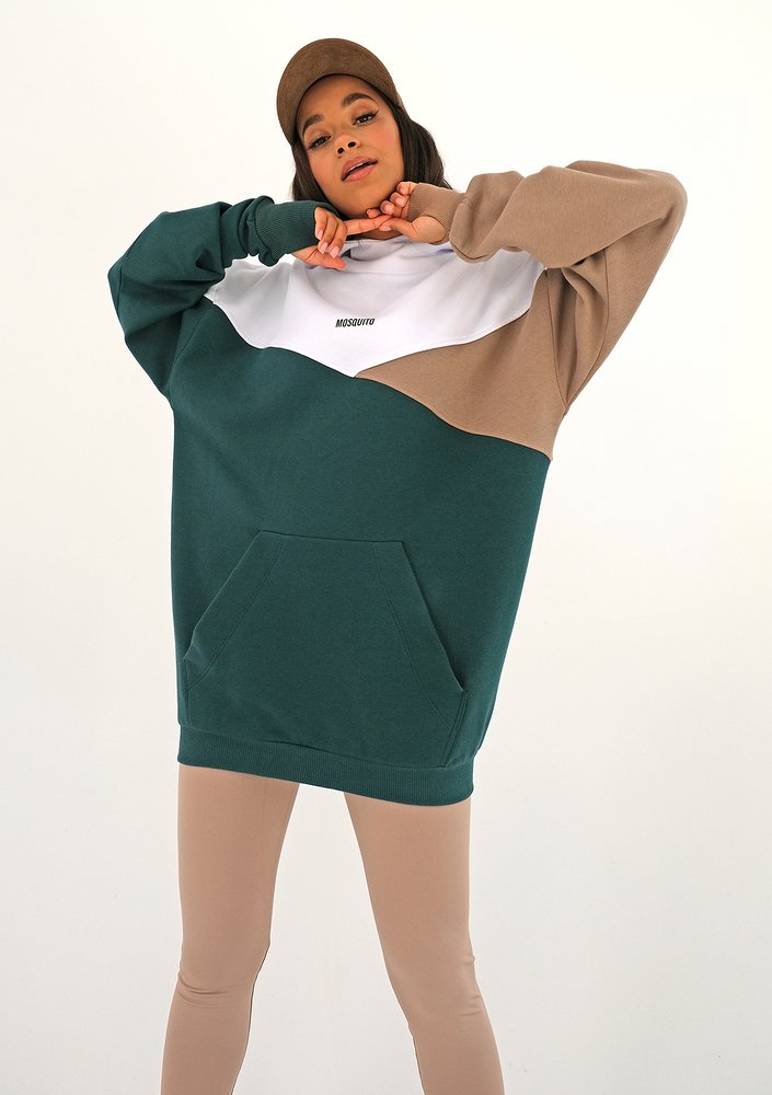 Oversize tricolor hoodie Deep Green