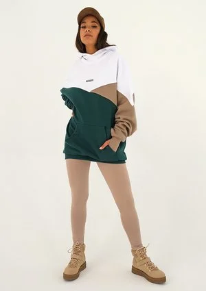 Oversize tricolor hoodie Deep Green