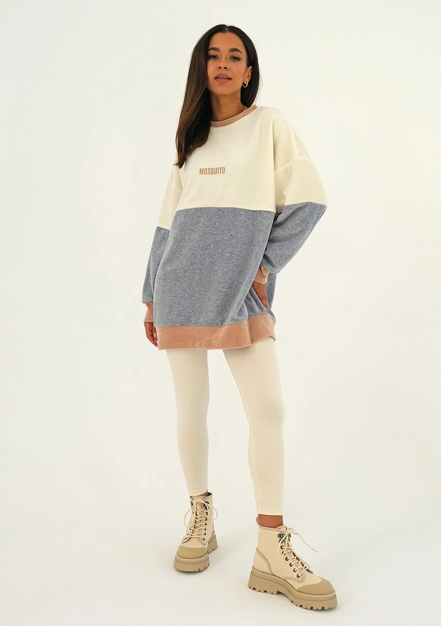 Oversize tricolor velvet sweatshirt Melange