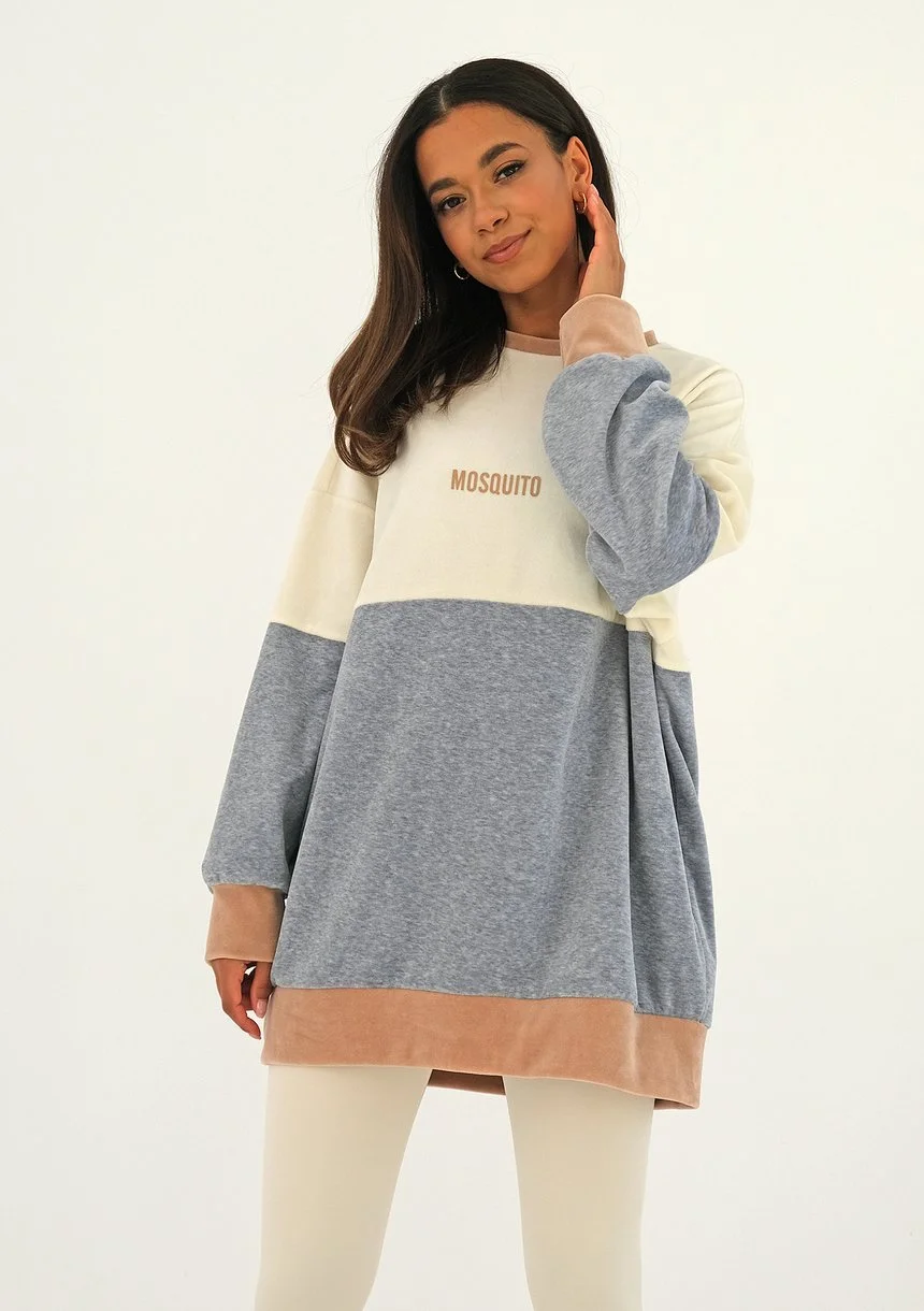 Oversize tricolor velvet sweatshirt Melange