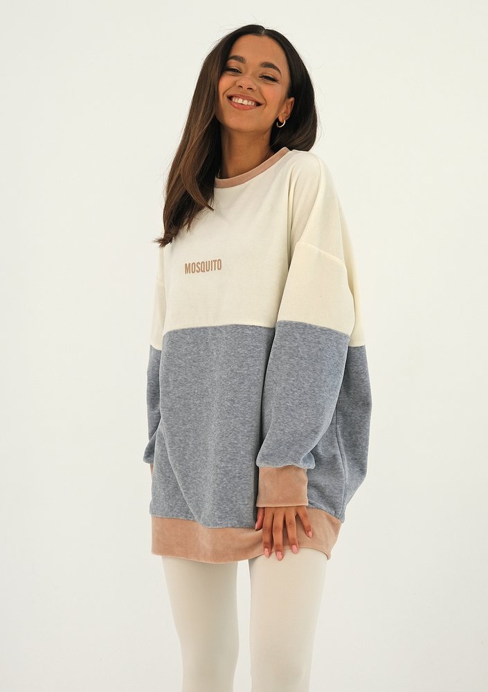 Oversize tricolor velvet sweatshirt Melange