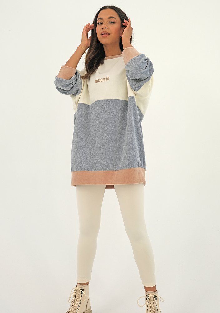 Oversize tricolor velvet sweatshirt Melange