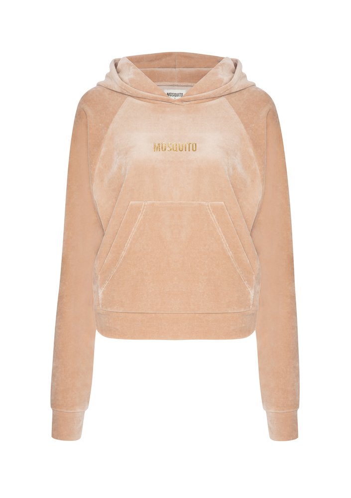 Welurowa bluza z kapturem beżowa ILM