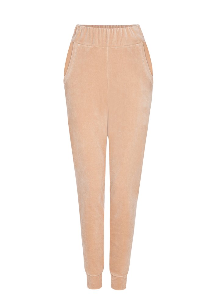 Welurowe spodnie w kolorze beżowym ILM