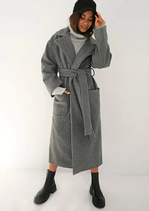 Grey tied coat