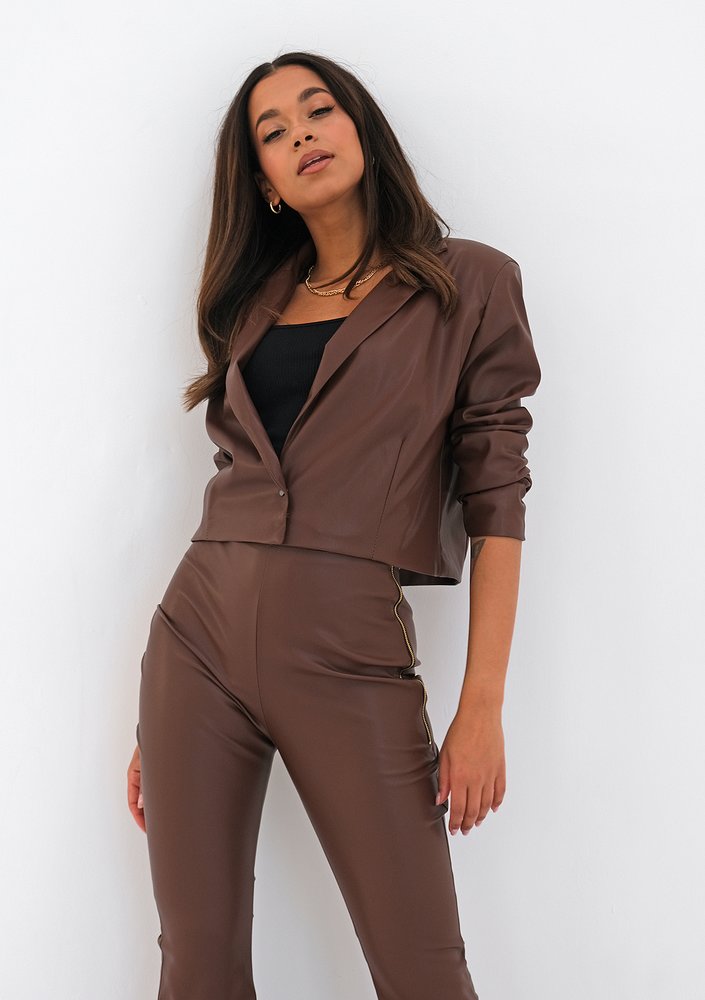 Brown eco leather blazer