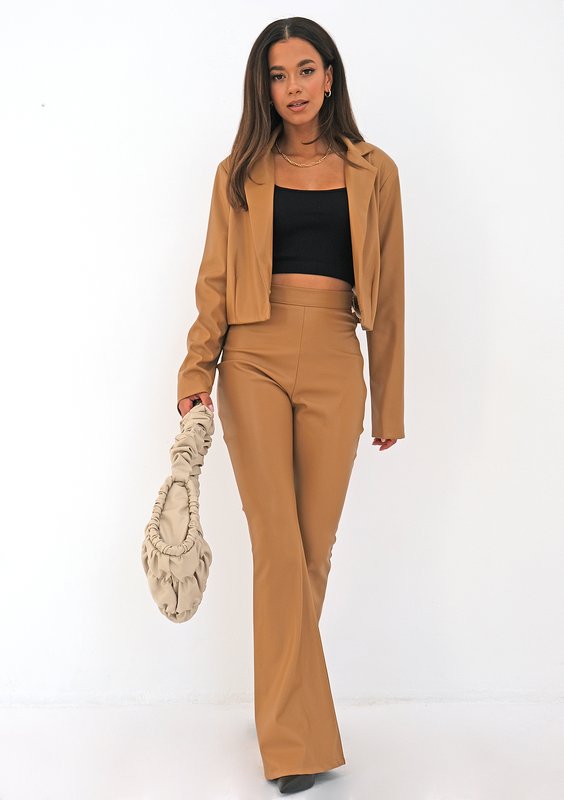 Beige eco leather blazer