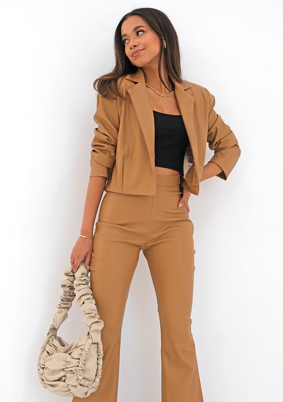 Beige eco leather blazer