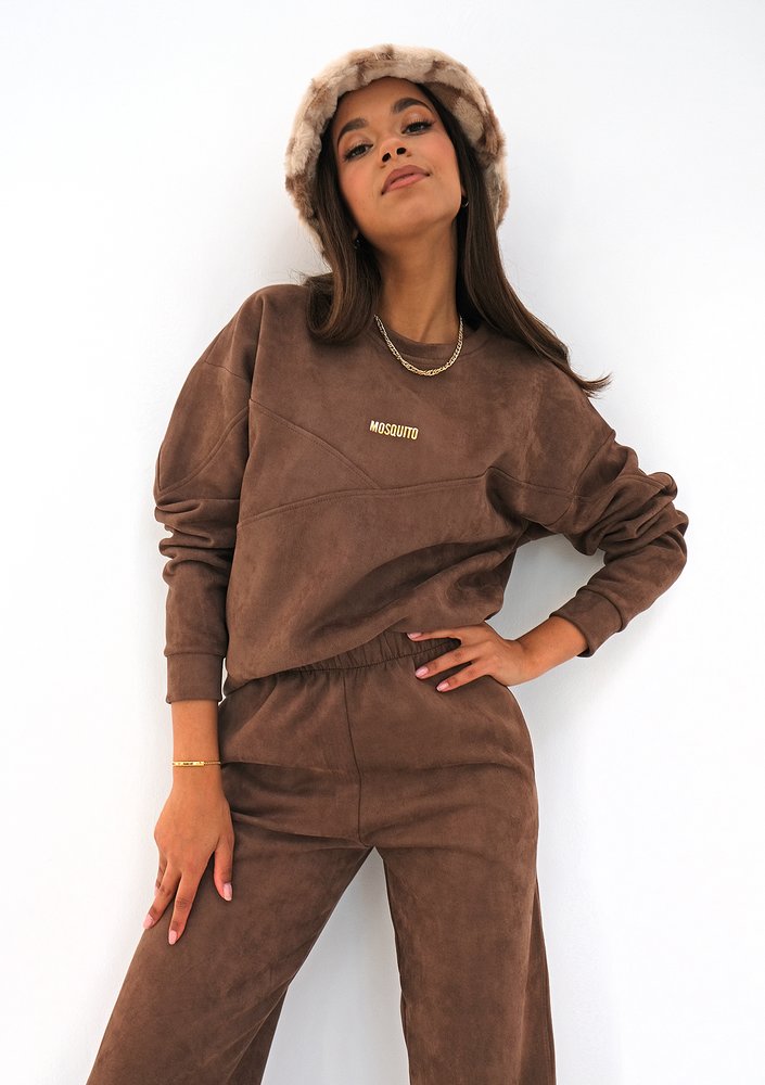 Bluza damska z eko zamszu Brązowa