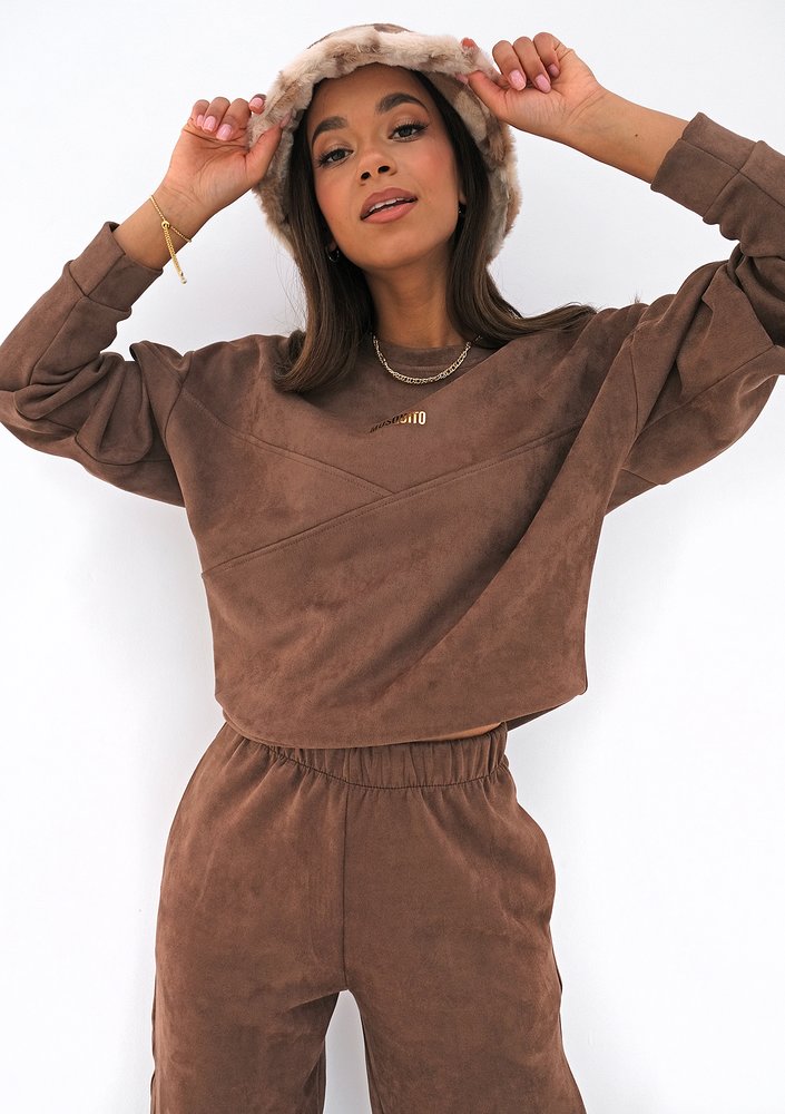 Brown eco suede sweatshirt