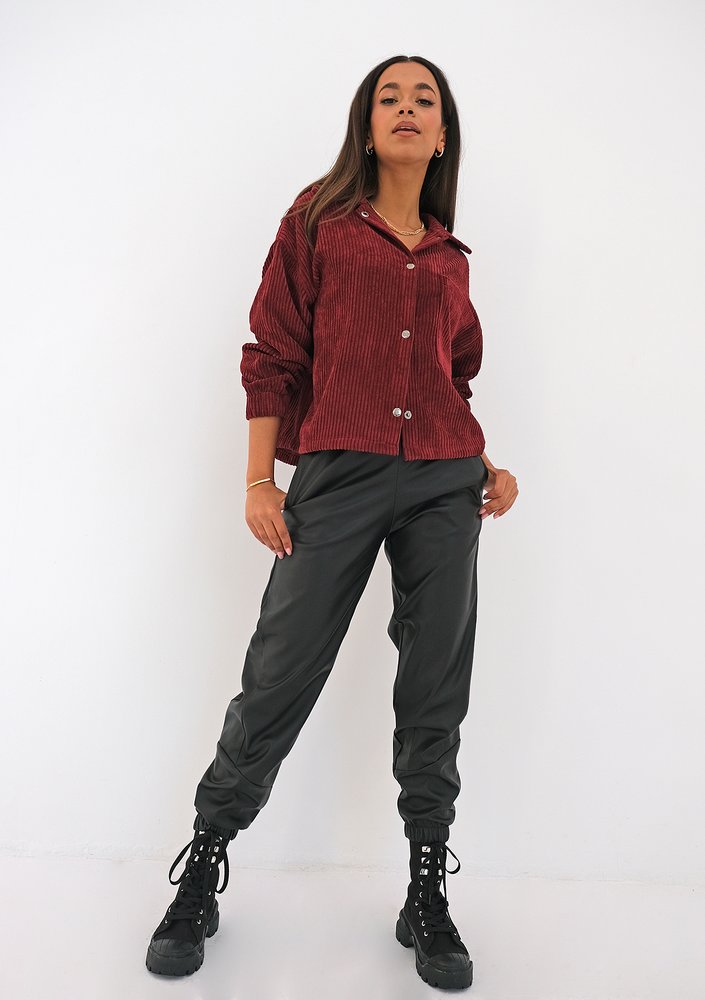 Kurtka ze sztruksu Bordowa