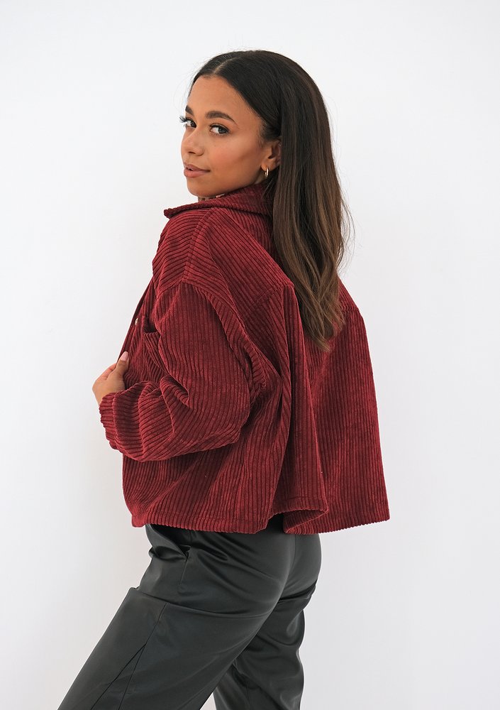 Kurtka ze sztruksu Bordowa