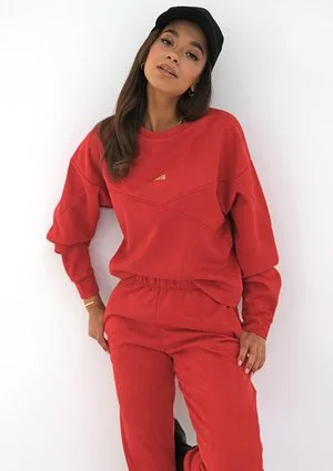 Red eco suede sweatshirt