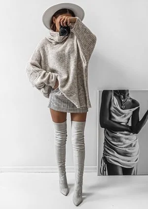 Stor - grey oversize turtleneck sweater
