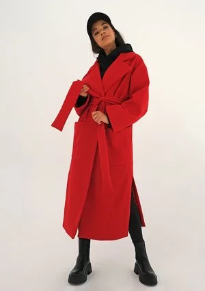 Red tied coat