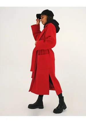 Płaszcz wiązany w talii Czerwony