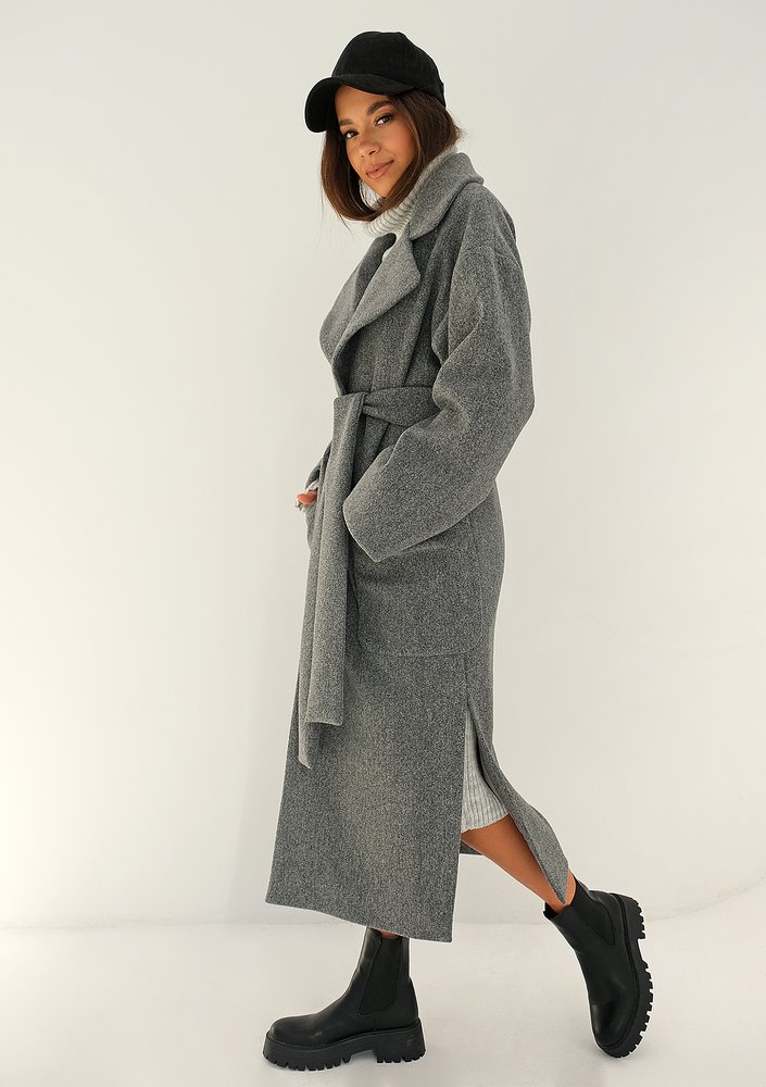 Grey tied coat