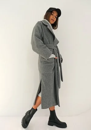 Grey tied coat