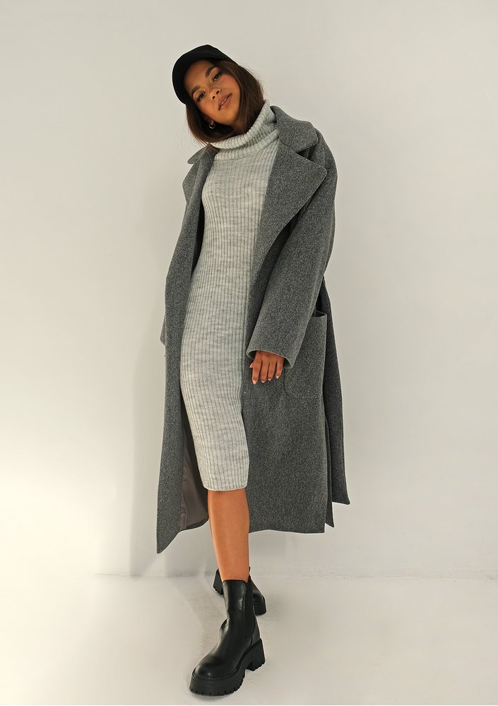 Grey tied coat