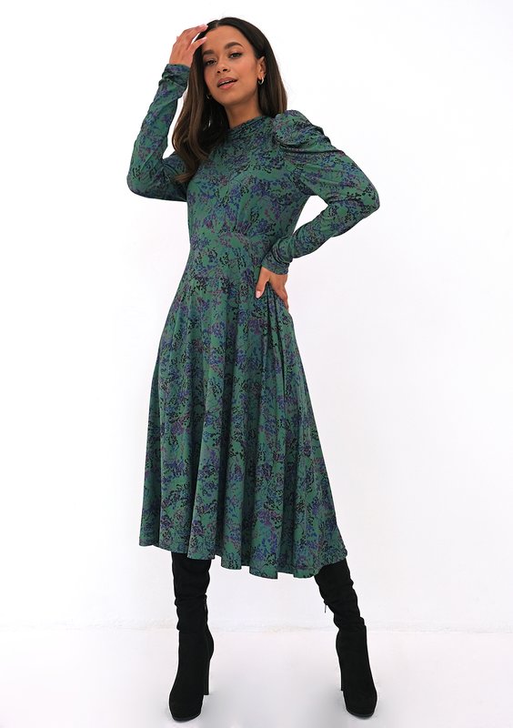 Sukienka z dzianiny soft Zielony print