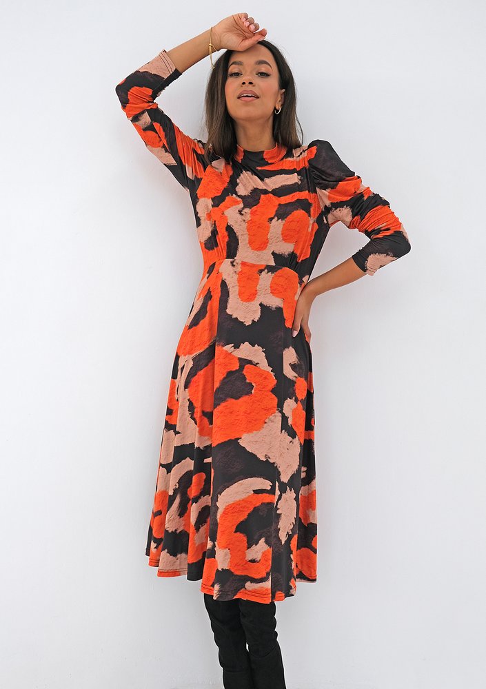 Orange printed soft dress