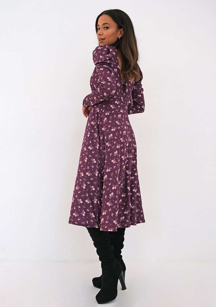 Claret printed soft dress