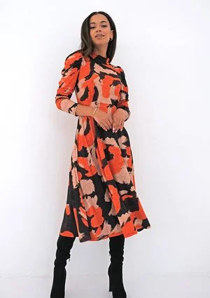 Sukienka z dzianiny soft Pomarańczowy print