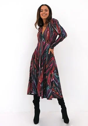 Multicolor printed wrap soft dress