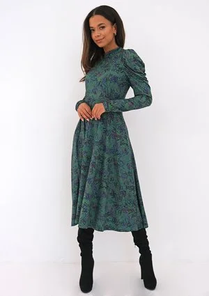 Green printed soft dress