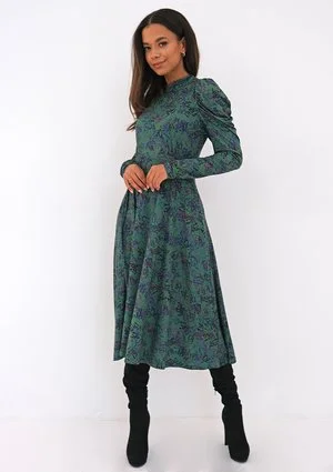 Sukienka z dzianiny soft Zielony print