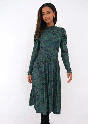 Green printed soft dress