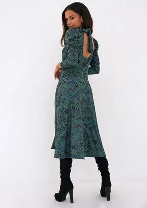 Sukienka z dzianiny soft Zielony print