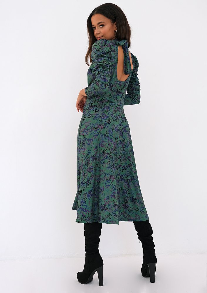 Green printed soft dress