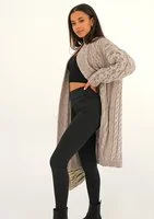 Kalm - long beige plaited cardigan