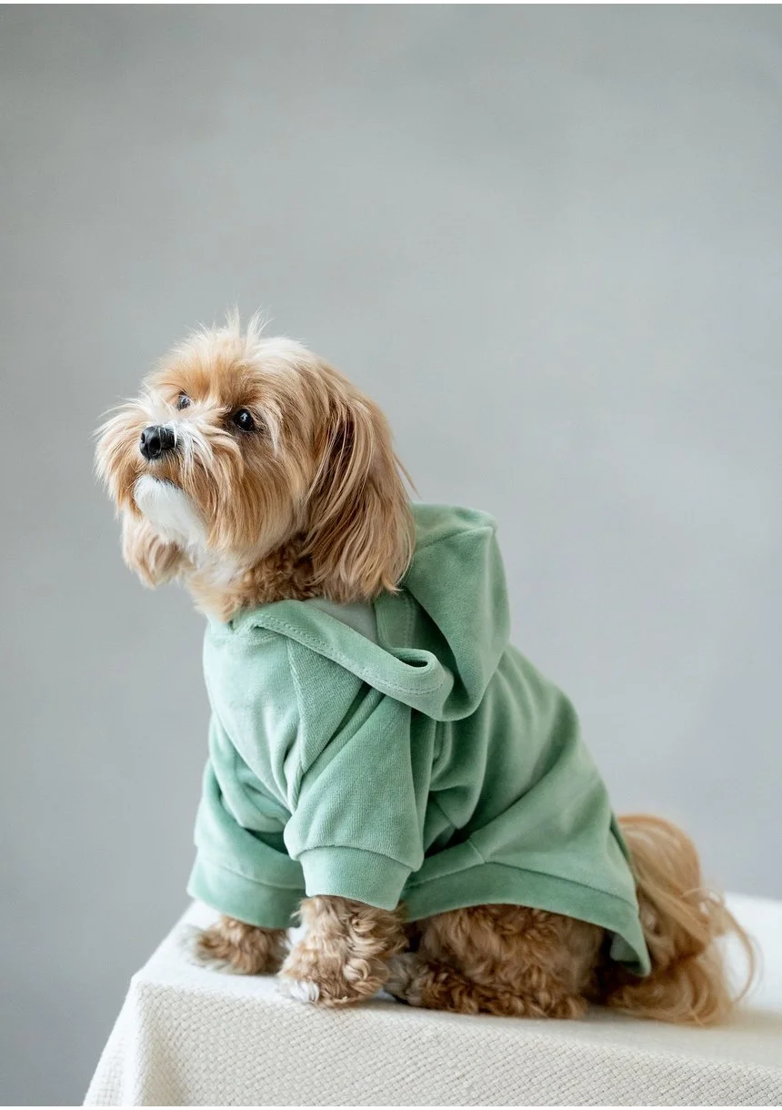 Welurowa bluza dla psa z kapturem Smoke Mint