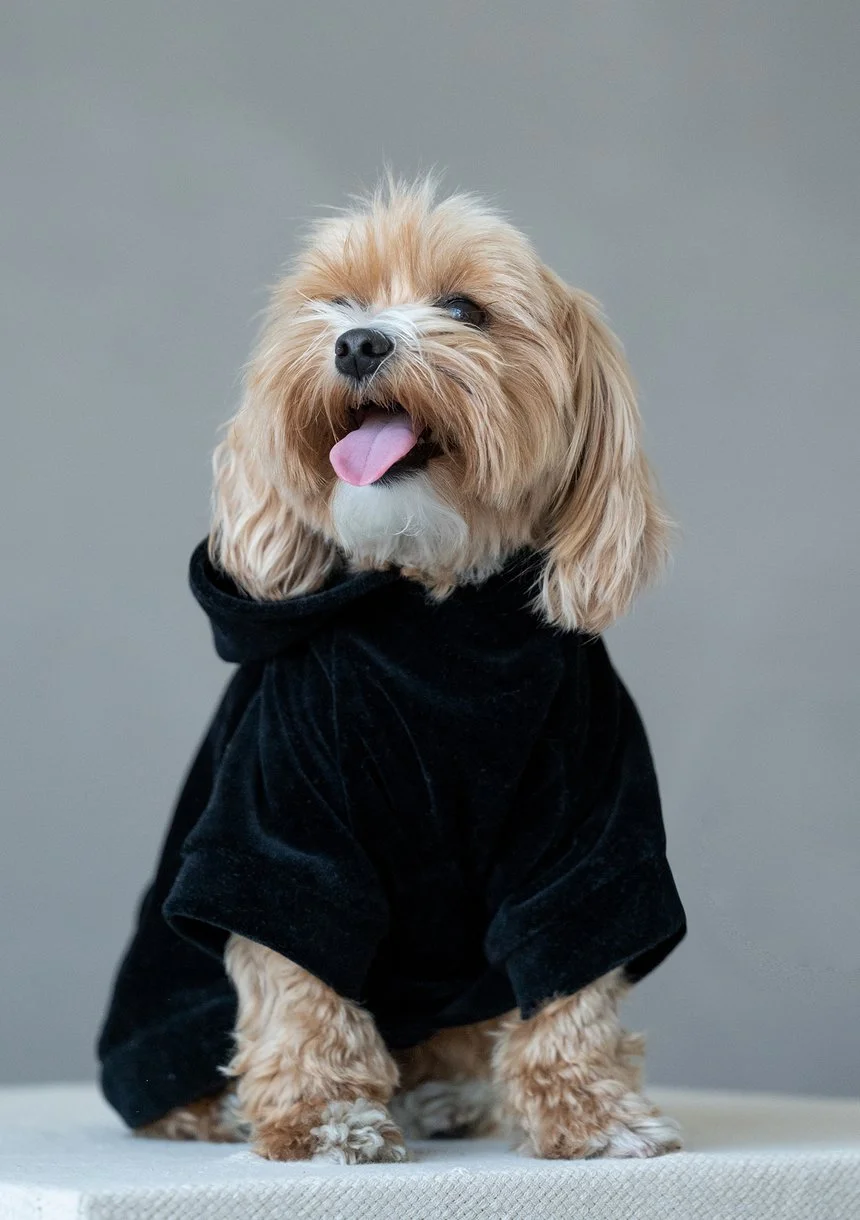 Dog velvet hoodie Black